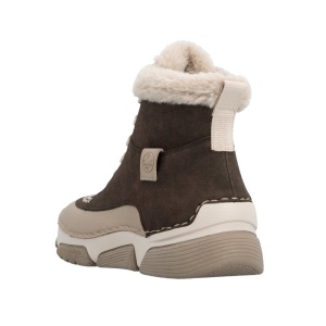 Ghete dama maro casual piele ecologica imblanite cu talpa joasa Rieker 45947-25-Maro