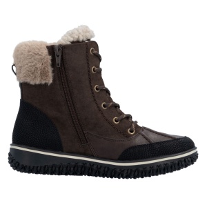 Ghete dama maro casual piele ecologica impermeabile imblanite cu talpa joasa Rieker Z4203-25-Maro