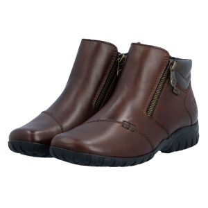 Ghete dama maro casual piele naturala impermeabile imblanite cu talpa joasa Rieker L4655-27-Maro
