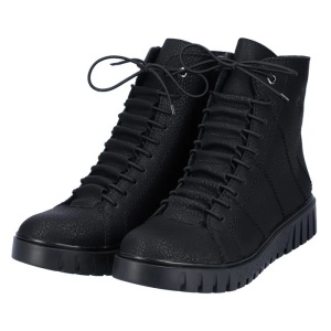 Ghete dama negru casual piele ecologica imblanite cu talpa joasa Rieker Y3420-00-Negru