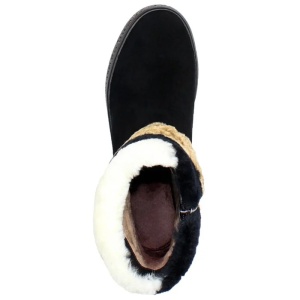 Ghete dama negru casual piele intoarsa cu blana decorativa cu talpa joasa Epica JZ8945-R37-2-01-I-Negru