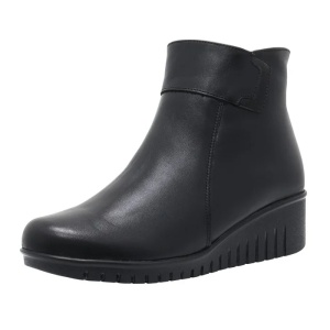 Ghete dama negru casual piele naturala cu talpa groasa Nicolis 157355-Negru
