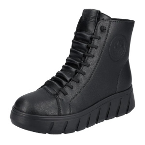 Ghete dama negru casual piele naturala imblanite cu talpa joasa Rieker Y3550-00-Negru