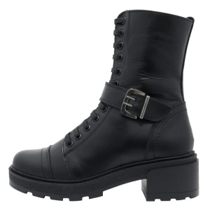 Ghete dama, negru, casual, piele naturala, imblanite, cu toc, Nicolis 144626-Negru