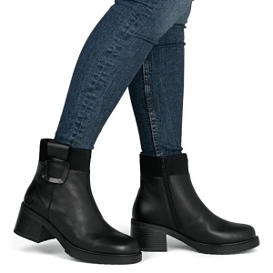 Ghete dama negru casual piele naturala imblanite cu toc Rieker Y5253-00-Negru