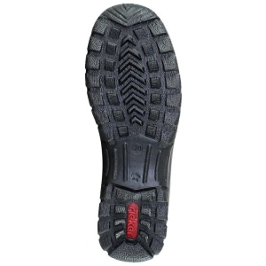 Ghete dama negru casual piele naturala impermeabile imblanite cu talpa joasa Rieker L7110-01-Negru