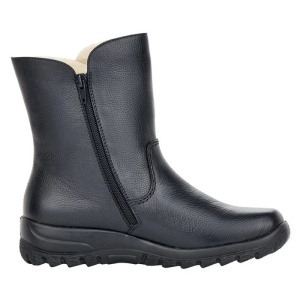 Ghete dama negru casual piele naturala impermeabile imblanite cu talpa joasa Rieker Z7172-00-Negru