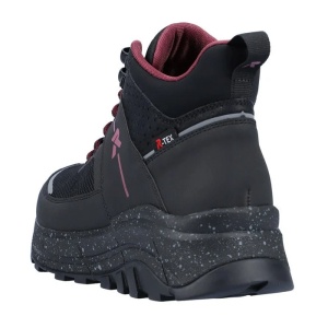 Ghete dama negru sport piele ecologica impermeabile cu talpa groasa Rieker W0061-00-Negru
