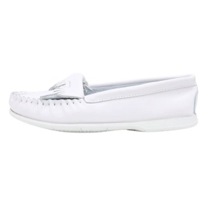 Mocasini dama, alb, casual, piele naturala, cu franjuri, cu talpa joasa, Formazione 9913-Alb