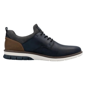 Pantofi barbati albastru inchis casual piele naturala cu talpa joasa Rieker 14450-15-Albastru-Inchis