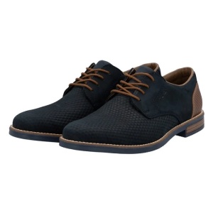 Pantofi barbati albastru inchis casual piele naturala cu toc Rieker 13509-14-Albastru-Inchis