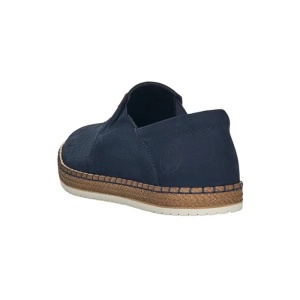 Pantofi barbati albastru inchis casual piele naturala perforati cu talpa joasa Rieker B5256-14-Albastru-Inchis