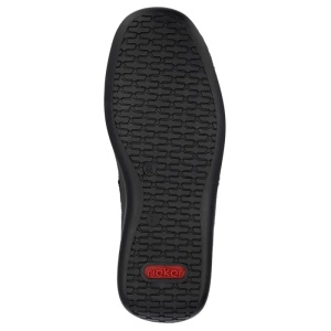 Pantofi barbati albastru inchis casual piele naturala perforati cu talpa joasa Rieker 05207-15-Albastru-Inchis