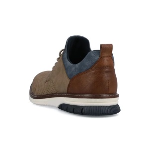 Pantofi barbati bej casual piele ecologica si textil cu talpa joasa Rieker 14450-64-Bej