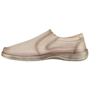 Pantofi barbati, bej, casual, piele naturala, perforati, cu talpa joasa, Nicolis 200589-Bej