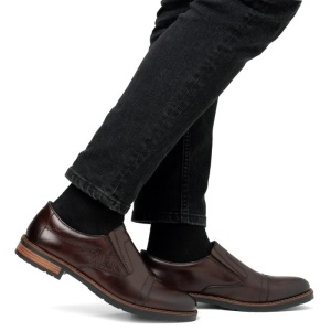 Pantofi barbati maro casual piele naturala cu toc Rieker 14654-25-Maro