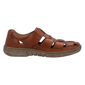 Pantofi barbati maro casual piele naturala perforati cu talpa joasa Rieker 03578-24-Maro