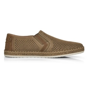 Pantofi barbati maro casual piele naturala perforati cu talpa joasa Rieker B5297-64-Maro