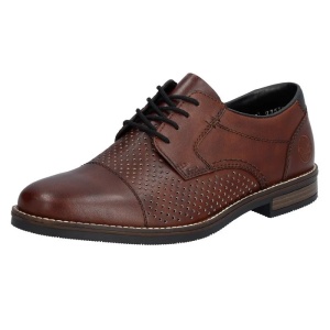 Pantofi barbati maro casual piele naturala perforati cu toc Rieker 13517-24-Maro