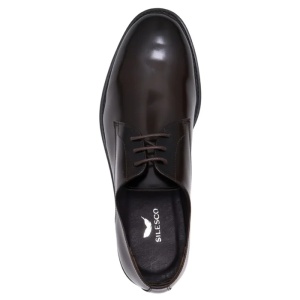 Pantofi barbati maro eleganti piele naturala lacuita cu toc Silesco 140-SL-Maro