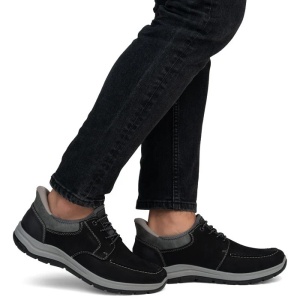 Pantofi barbati negru casual piele naturala cu talpa joasa Rieker 03656-00-Negru