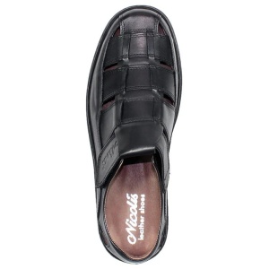 Pantofi barbati negru casual piele naturala perforati cu talpa joasa Nicolis 70864-Negru