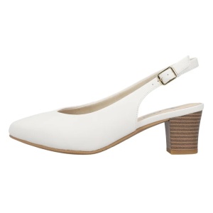 Pantofi dama, alb, casual, piele naturala, cu toc, Rieker 44651-80-Alb