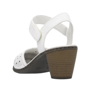 Pantofi dama alb casual piele naturala perforati cu toc Rieker 40991-80-Alb