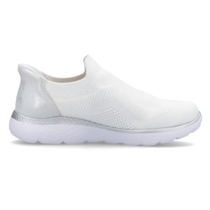 Pantofi dama alb sport textil cu talpa joasa Rieker M5072-80-Alb