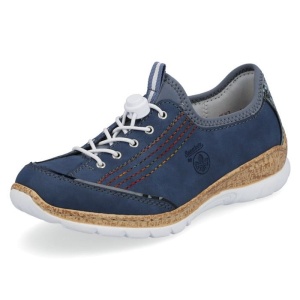 Pantofi dama albastru casual piele ecologica cu talpa joasa Rieker N42T0-14-Albastru