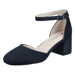 Pantofi dama albastru eleganti piele ecologica cu toc Rieker 44762-14-Albastru