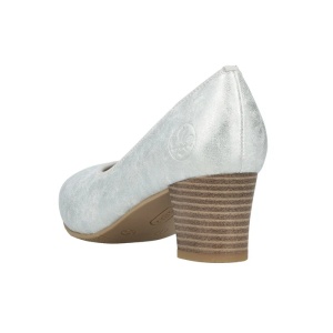 Pantofi dama argintiu casual piele ecologica cu toc Rieker 44650-90-Argintiu
