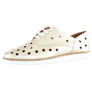 Pantofi dama auriu casual piele naturala perforati cu talpa joasa Dogati 1205-Auriu