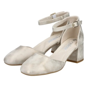 Pantofi dama auriu eleganti piele ecologica cu toc Rieker 44762-91-Auriu