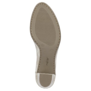 Pantofi dama bej casual piele ecologica perforati cu toc Rieker 41057-60-Bej
