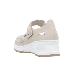 Pantofi dama bej casual piele naturala perforati cu platforma Rieker N4382-60-Bej