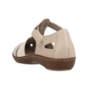 Pantofi dama bej casual piele naturala perforati cu talpa joasa Rieker 45869-60-Bej