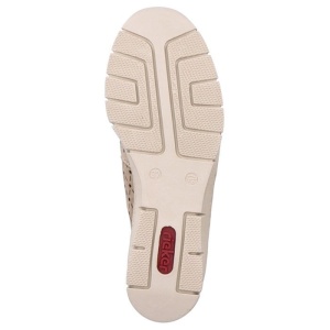 Pantofi dama bej casual piele naturala perforati cu talpa joasa Rieker 53795-60-Bej