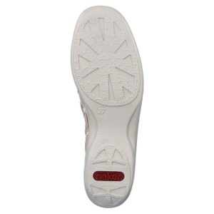 Pantofi dama bej casual piele naturala perforati cu talpa joasa Rieker 413V8-60-Bej