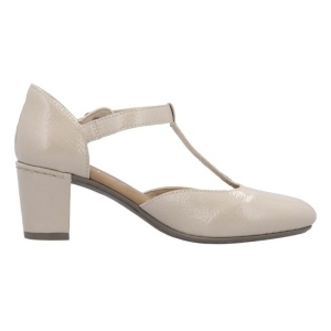 Pantofi dama bej elegant piele ecologica cu toc Rieker 41087-60-Bej