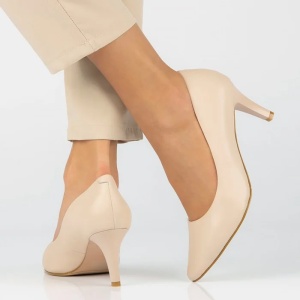 Pantofi dama bej eleganti piele naturala cu toc Filippo DP4427-23-BE-Bej