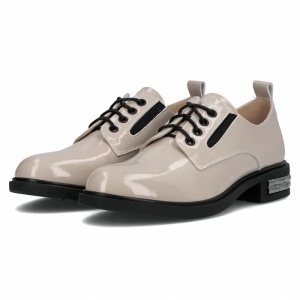 Pantofi dama bej eleganti piele naturala lacuita cu toc Filippo DP6189-24-BE-Bej