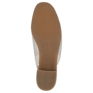 Pantofi dama bej eleganti piele naturala perforati cu toc Rieker 43458-60-Bej