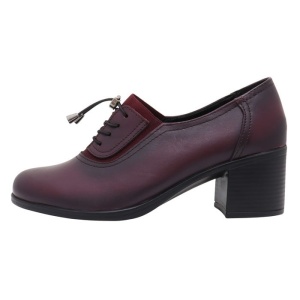 Pantofi dama, bordo, casual, piele naturala, cu toc, Nicolis 124494-Bordo