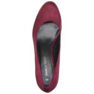 Pantofi dama bordo casual textil cu toc Marco Tozzi 2-22411-31-549-Bordo