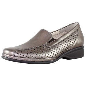 Pantofi dama bronz casual piele naturala perforati cu toc Semler 21-706-7-Bronz