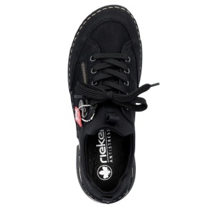 Pantofi dama negru casual piele ecologica cu talpa joasa Rieker 45973-00-Negru