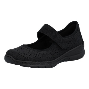 Pantofi dama negru casual piele ecologica cu talpa joasa Rieker N4299-00-Negru