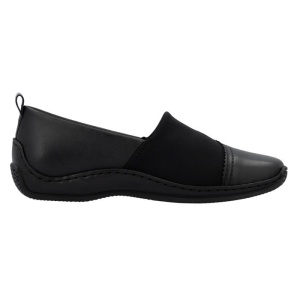 Pantofi dama negru casual piele naturala cu talpa joasa Rieker L1790-00-Negru
