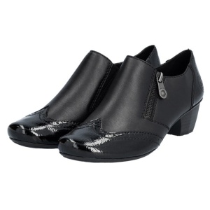 Pantofi dama negru casual piele naturala cu toc Rieker 41757-00-Negru